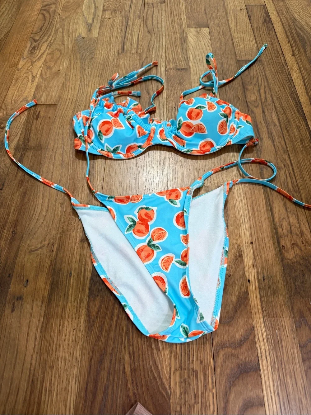 wild fable Blue and Orange Citrus Print Bikini Set